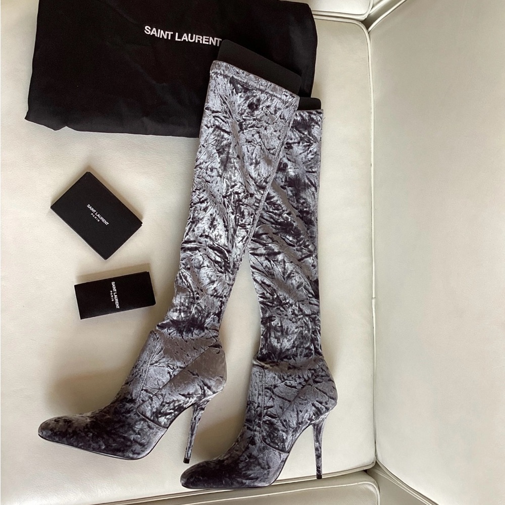 YSL (Saint Laurent) Crushed Velvet Boots